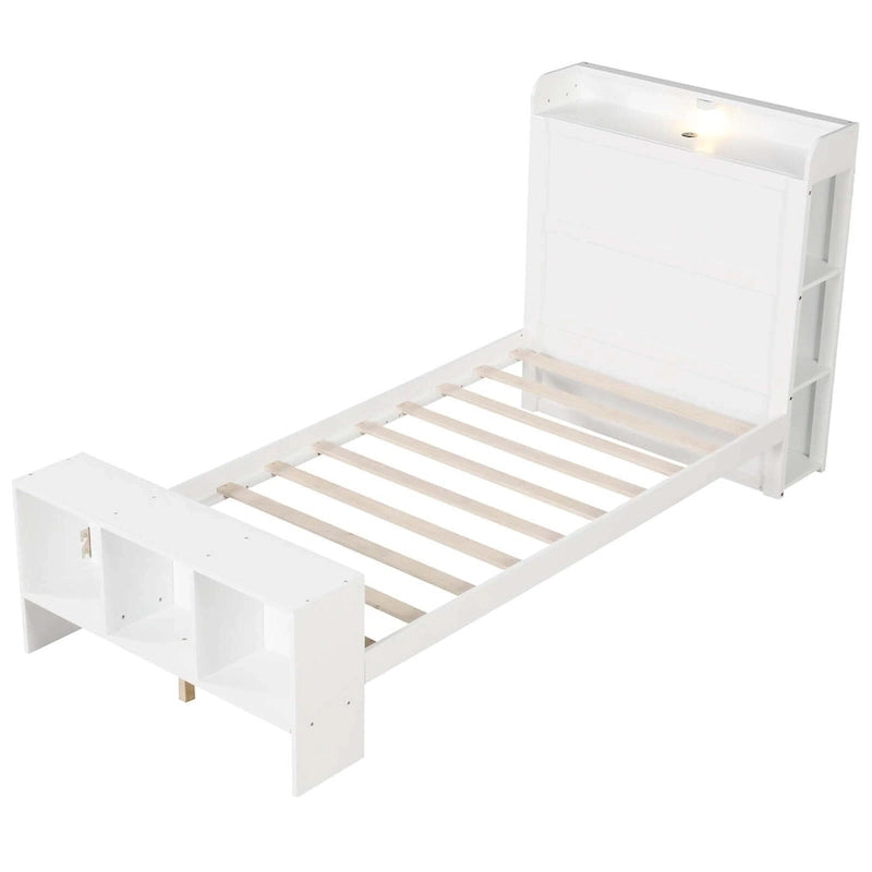 Cadre de lit Costway pour lit simple/double avec tête et pied de lit de rangement
