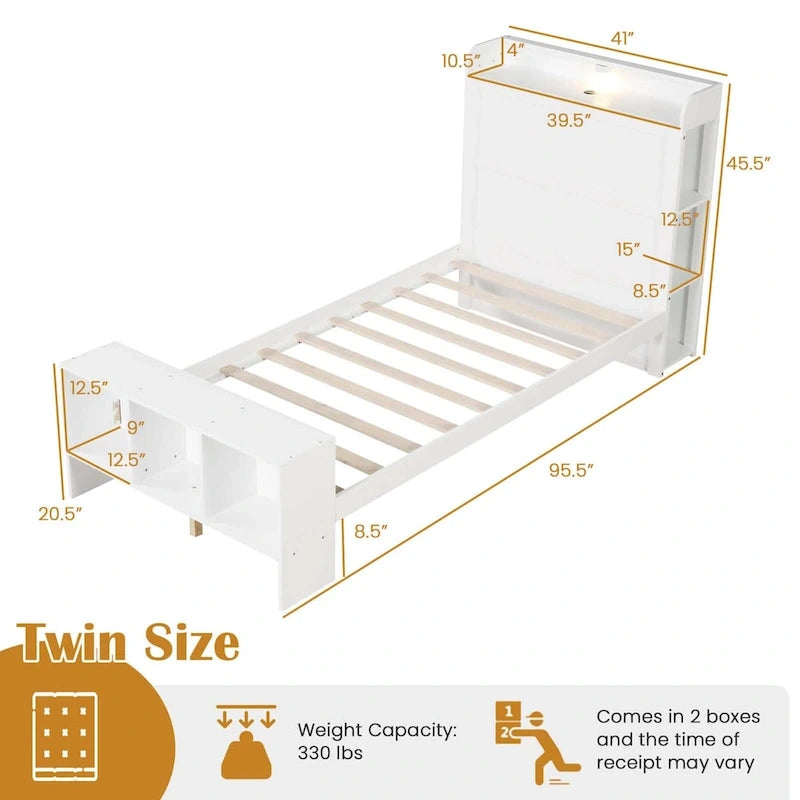 Cadre de lit Costway pour lit simple/double avec tête et pied de lit de rangement