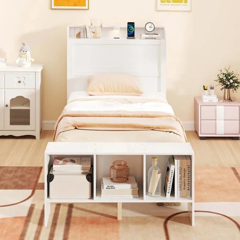 Cadre de lit Costway pour lit simple/double avec tête et pied de lit de rangement
