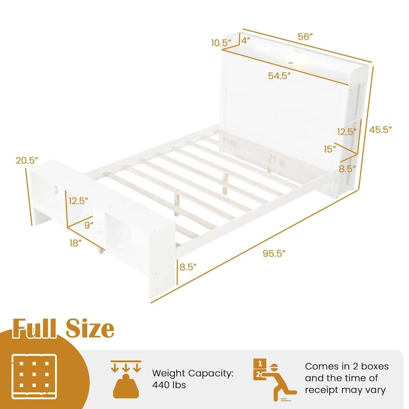 Cadre de lit Costway pour lit simple/double avec tête et pied de lit de rangement