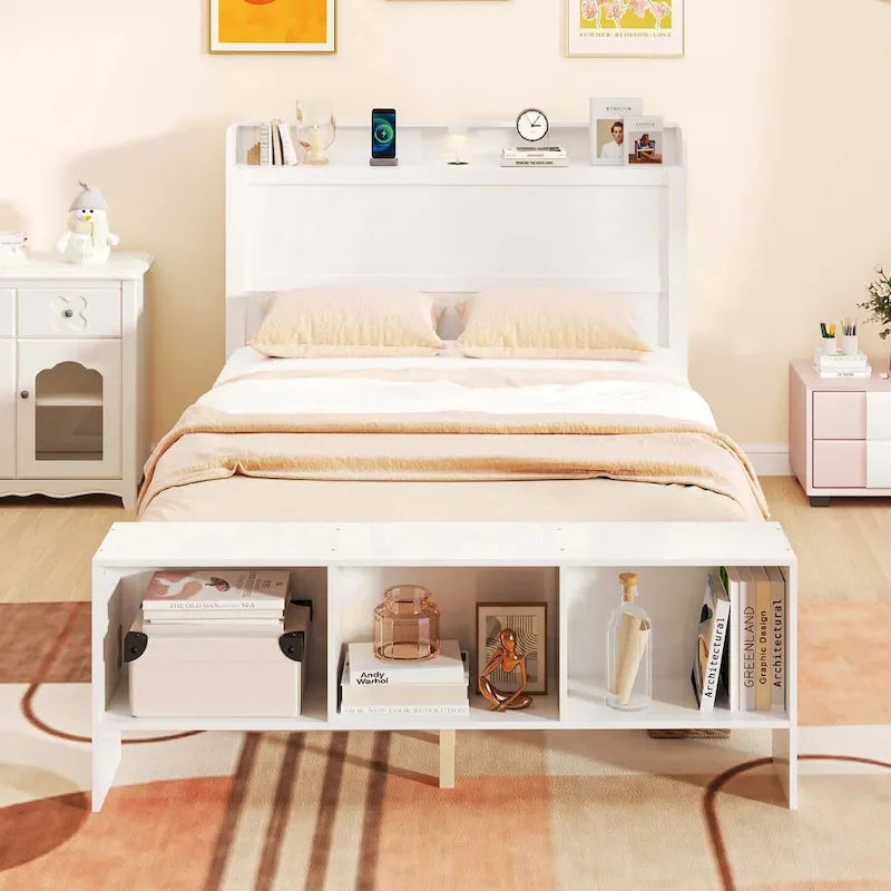Cadre de lit Costway pour lit simple/double avec tête et pied de lit de rangement