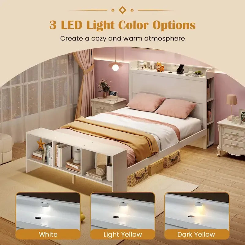Cadre de lit Costway pour lit simple/double avec tête et pied de lit de rangement