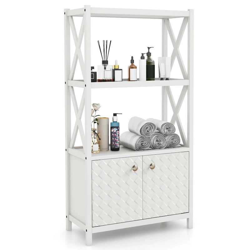 Meuble de rangement de salle de bain Costway avec étagères ouvertes et portes doubles - Voir les détails