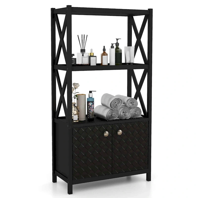 Meuble de rangement de salle de bain Costway avec étagères ouvertes et portes doubles - Voir les détails