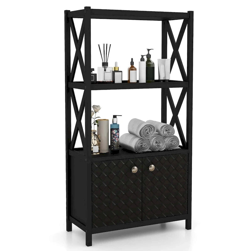 Meuble de rangement de salle de bain Costway avec étagères ouvertes et portes doubles - Voir les détails