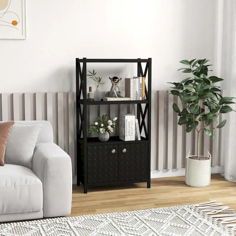 Meuble de rangement de salle de bain Costway avec étagères ouvertes et portes doubles - Voir les détails