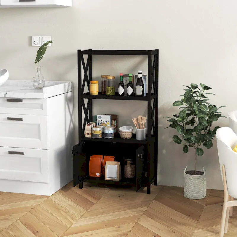 Meuble de rangement de salle de bain Costway avec étagères ouvertes et portes doubles - Voir les détails