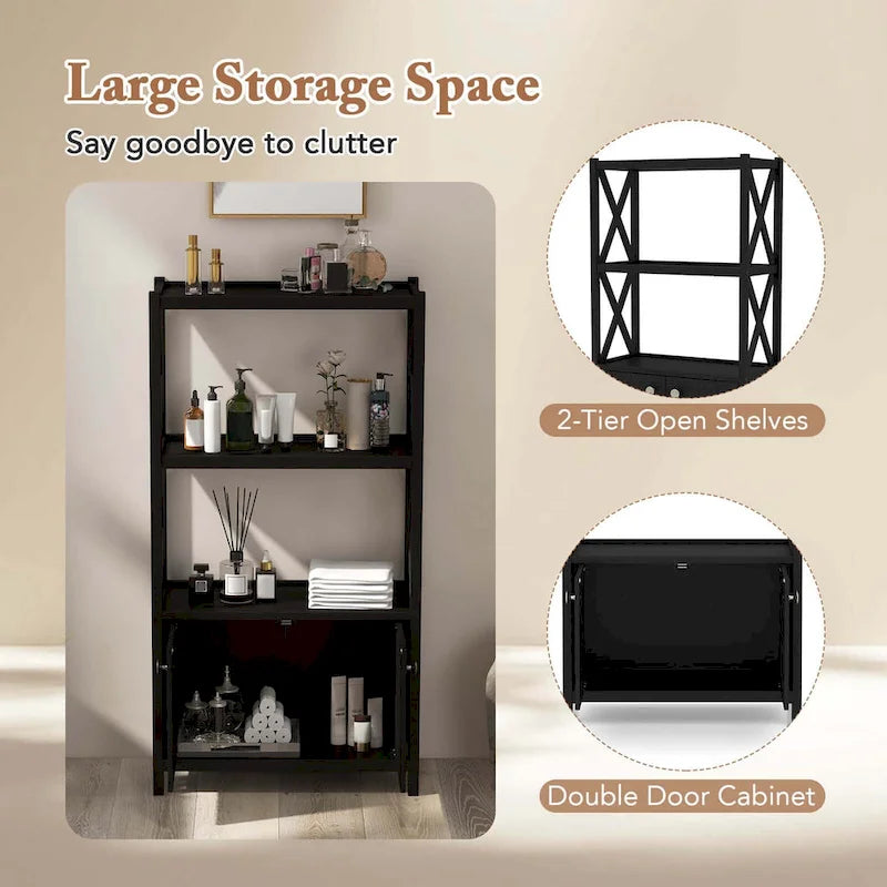 Meuble de rangement de salle de bain Costway avec étagères ouvertes et portes doubles - Voir les détails