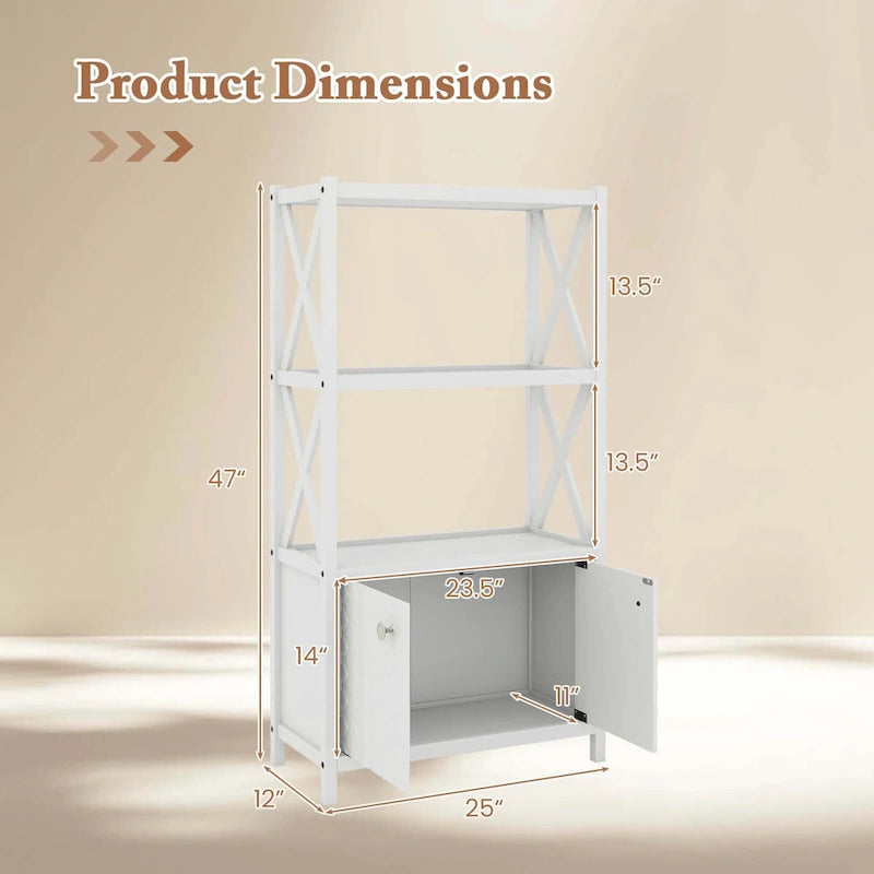 Meuble de rangement de salle de bain Costway avec étagères ouvertes et portes doubles - Voir les détails