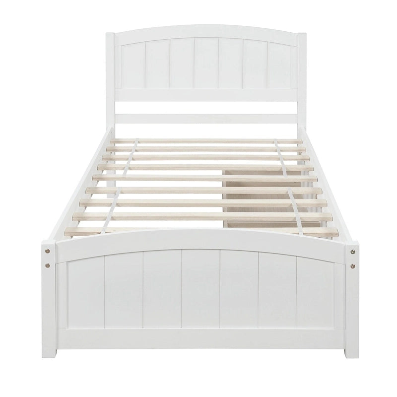 Lit plateforme simple avec deux tiroirs, blanc