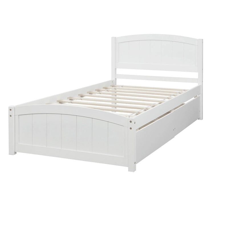 Lit plateforme simple avec deux tiroirs, blanc