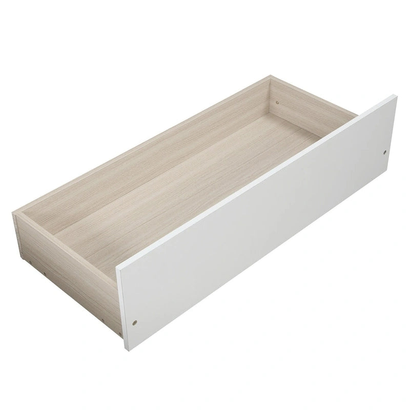 Lit plateforme simple avec deux tiroirs, blanc
