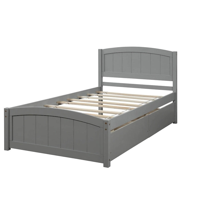 Lit plateforme simple avec deux tiroirs, blanc