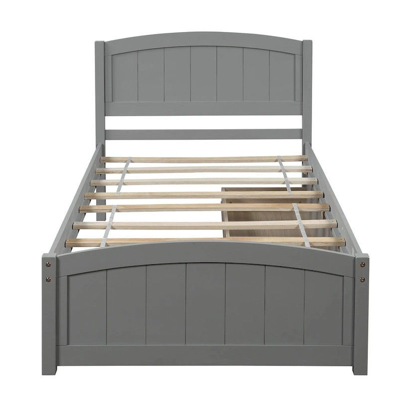 Lit plateforme simple avec deux tiroirs, blanc