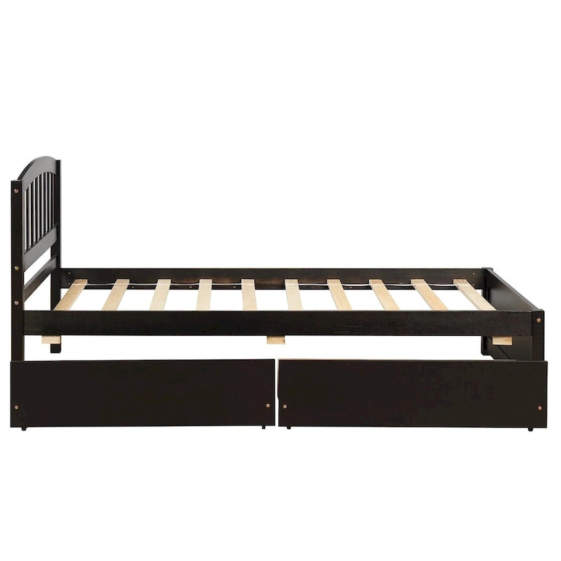 Lit plateforme simple avec deux tiroirs, blanc