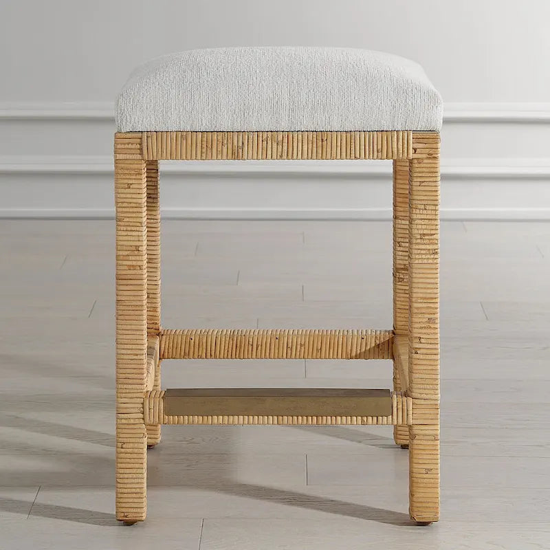 Tabouret de bar tissé à la main en bois massif - 26 - Marron