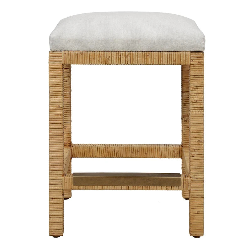 Tabouret de bar tissé à la main en bois massif - 26 - Marron