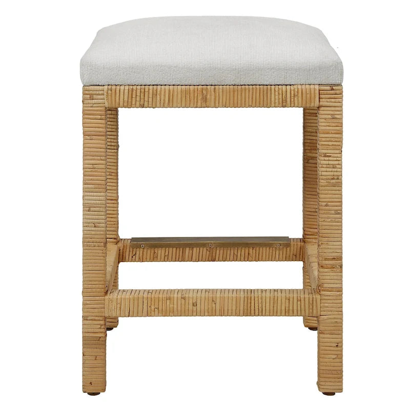 Tabouret de bar tissé à la main en bois massif - 26 - Marron