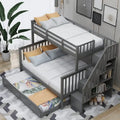 Lit superposé avec lit gigogne simple, rangement et barrière de sécurité pour chambre, dortoir, pour adultes, blanc