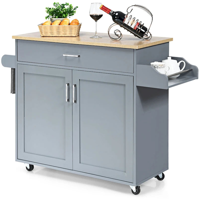 Chariot de cuisine roulant Costway avec meuble de rangement pour torchons et épices
