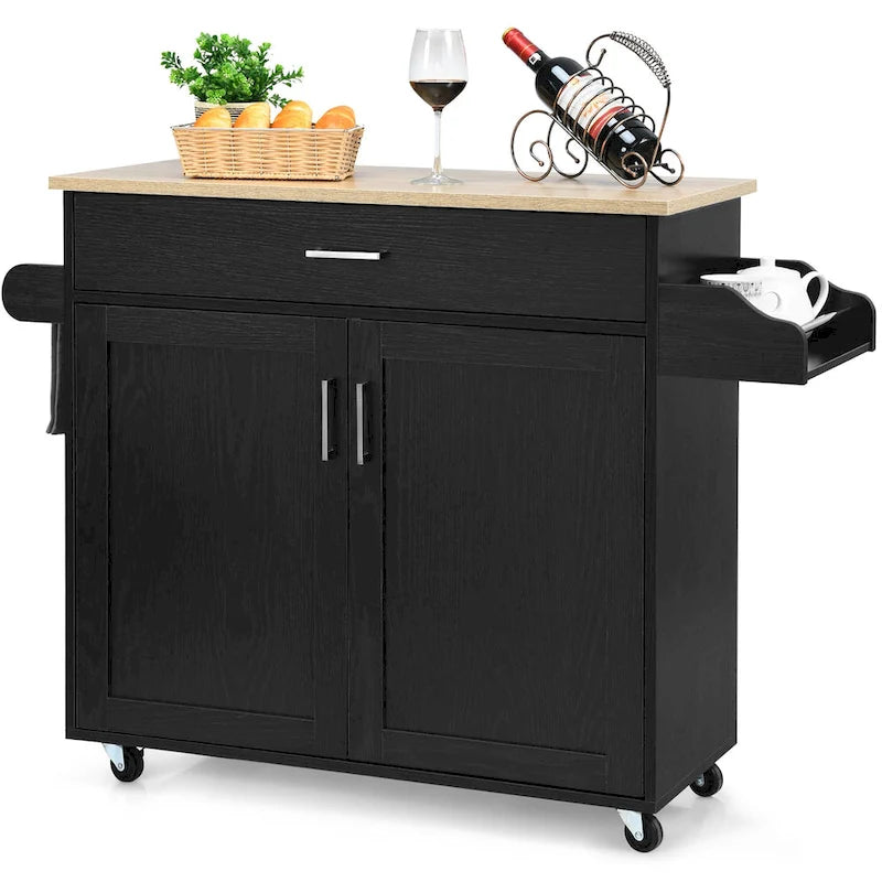 Chariot de cuisine roulant Costway avec meuble de rangement pour torchons et épices