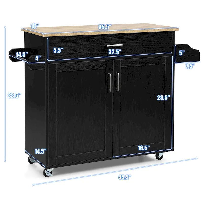 Chariot de cuisine roulant Costway avec meuble de rangement pour torchons et épices