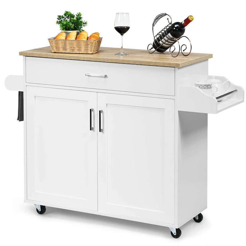 Chariot de cuisine roulant Costway avec meuble de rangement pour torchons et épices
