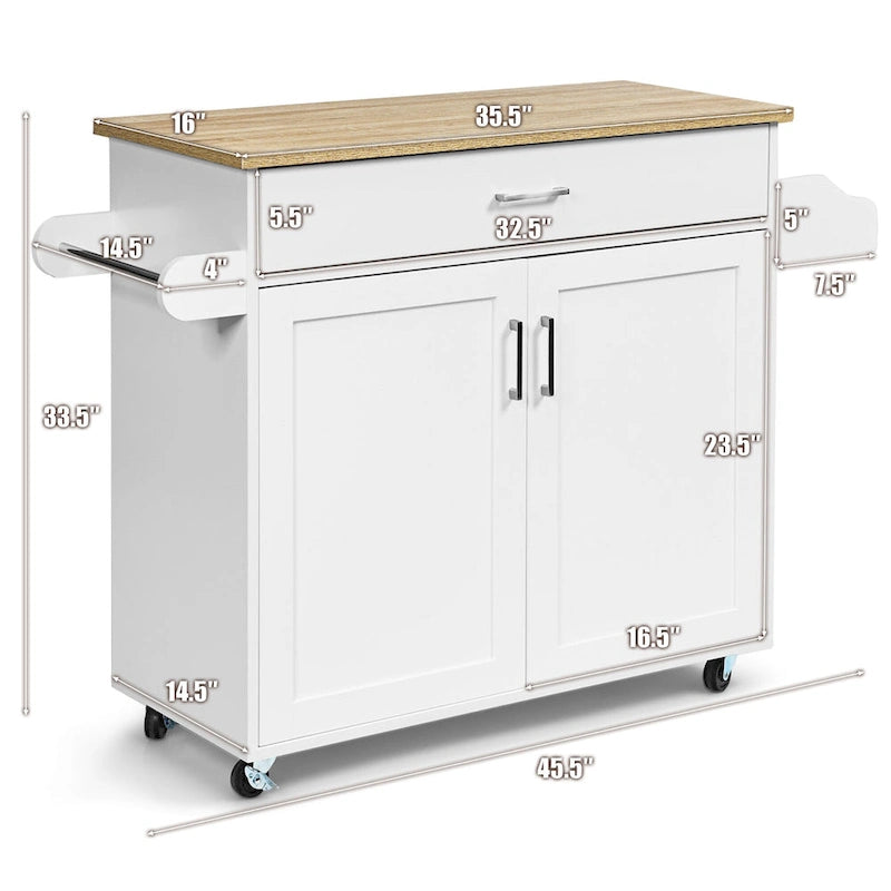 Chariot de cuisine roulant Costway avec meuble de rangement pour torchons et épices