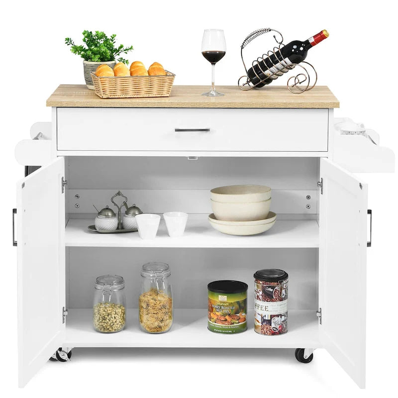 Chariot de cuisine roulant Costway avec meuble de rangement pour torchons et épices