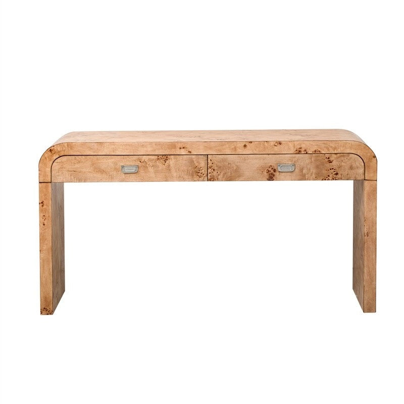 Console de style rétro avec 2 tiroirs de rangement, table d'entrée moderne ou table basse avec pieds minimalistes et élégants pour le salon