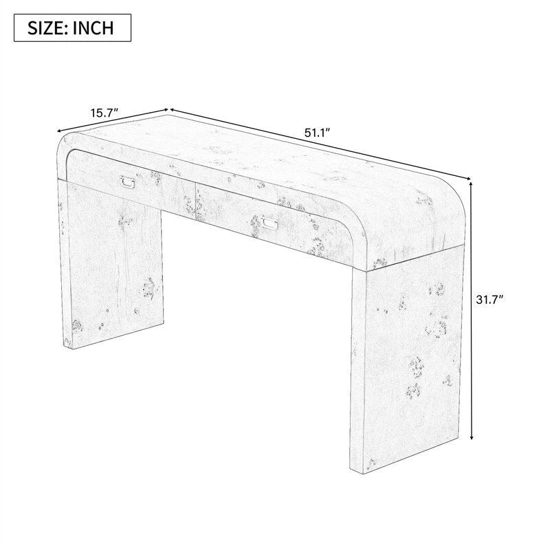 Console de style rétro avec 2 tiroirs de rangement, table d'entrée moderne ou table basse avec pieds minimalistes et élégants pour le salon