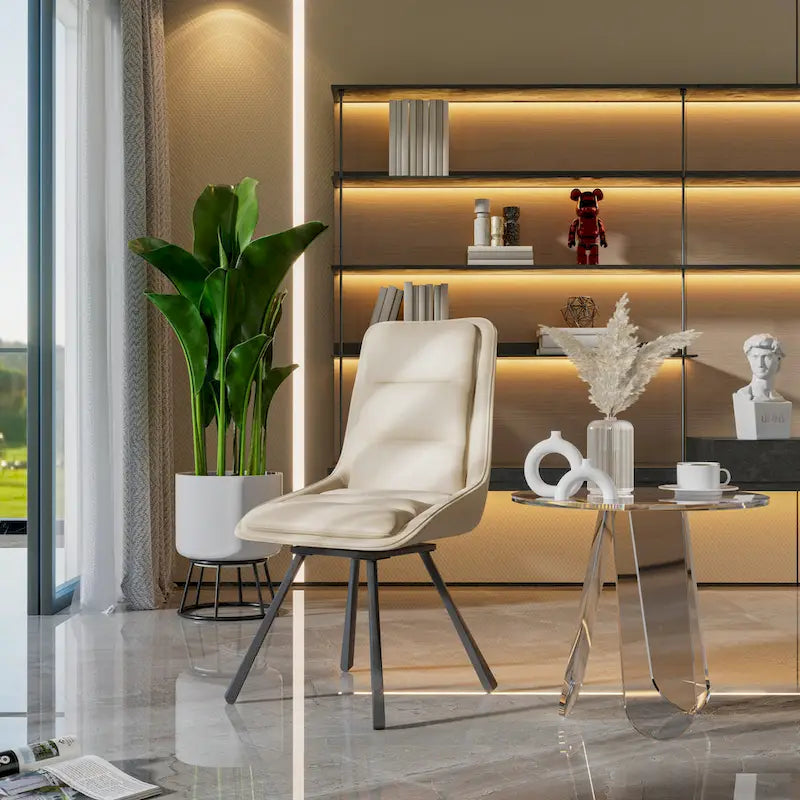 Ensemble de 2 chaises de salle à manger de style moderne du milieu du siècle, sans accoudoirs, minimalistes et pivotantes.