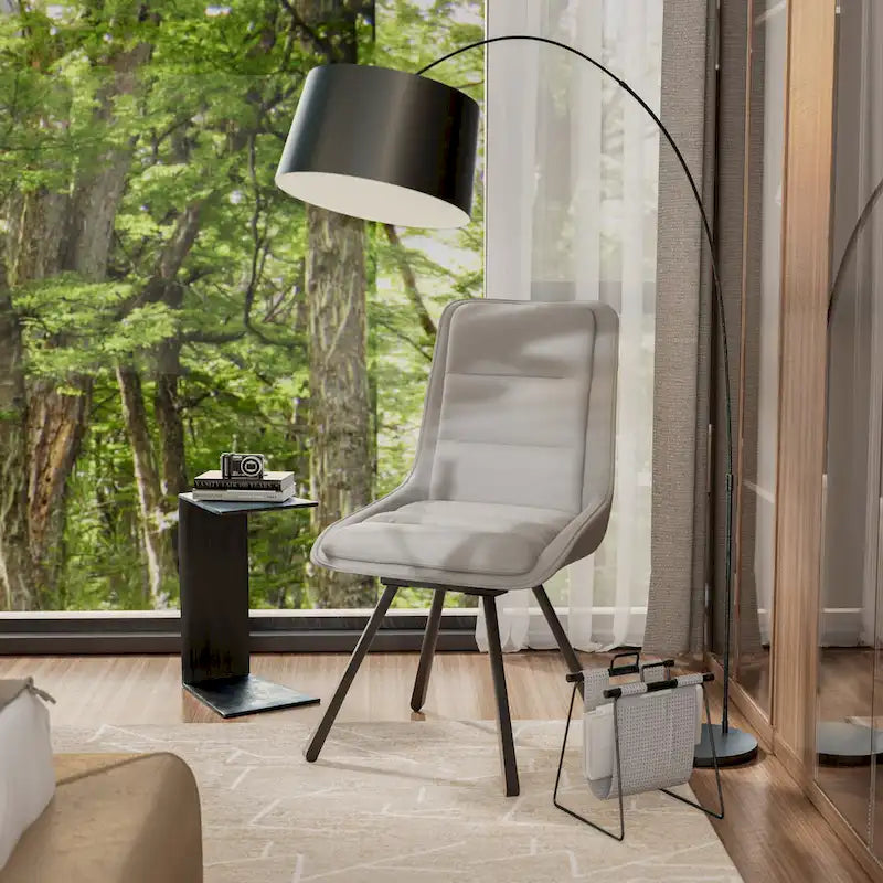 Ensemble de 2 chaises de salle à manger de style moderne du milieu du siècle, sans accoudoirs, minimalistes et pivotantes.