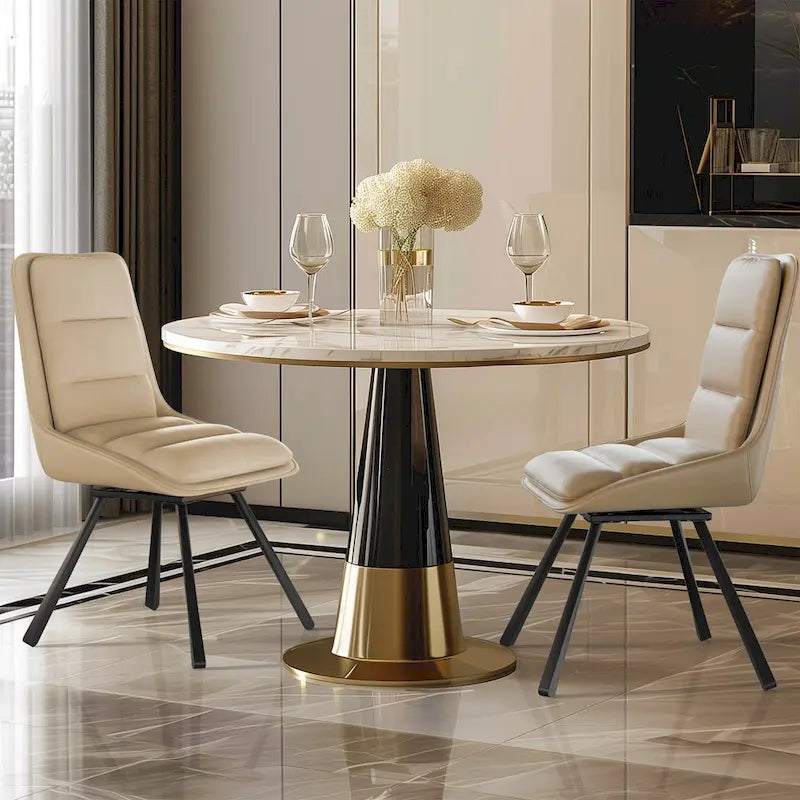 Ensemble de 2 chaises de salle à manger de style moderne du milieu du siècle, sans accoudoirs, minimalistes et pivotantes.