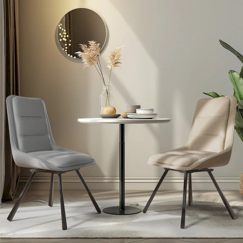 Ensemble de 2 chaises de salle à manger de style moderne du milieu du siècle, sans accoudoirs, minimalistes et pivotantes.