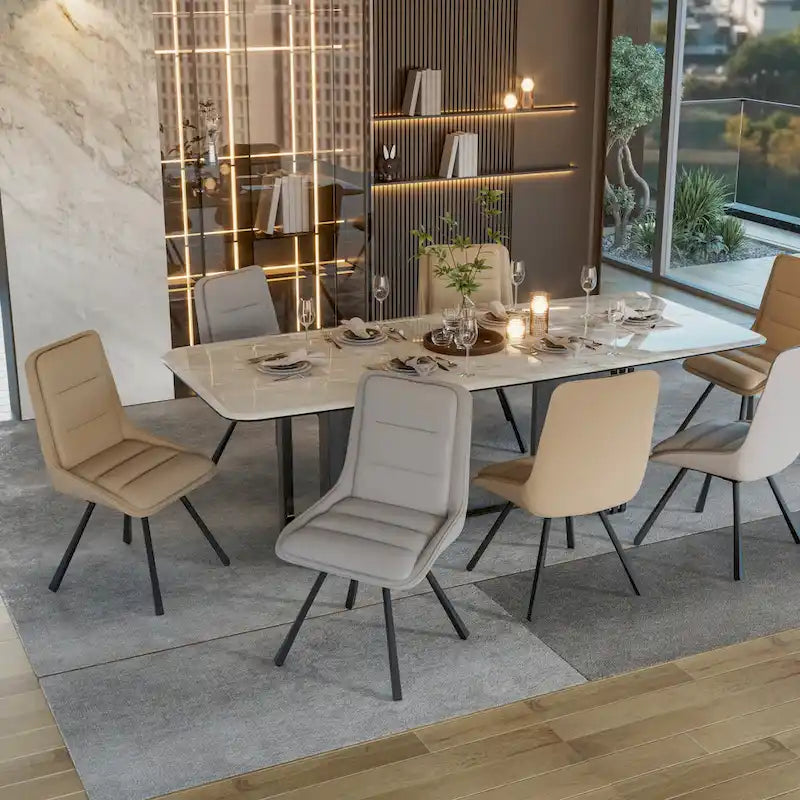Ensemble de 2 chaises de salle à manger de style moderne du milieu du siècle, sans accoudoirs, minimalistes et pivotantes.