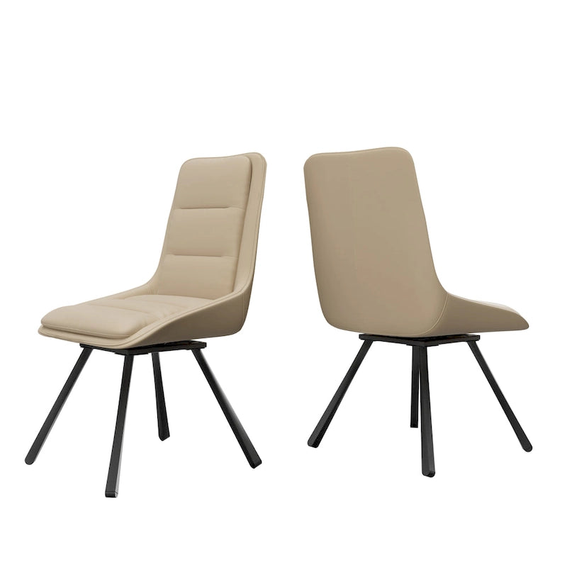 Ensemble de 2 chaises de salle à manger de style moderne du milieu du siècle, sans accoudoirs, minimalistes et pivotantes.