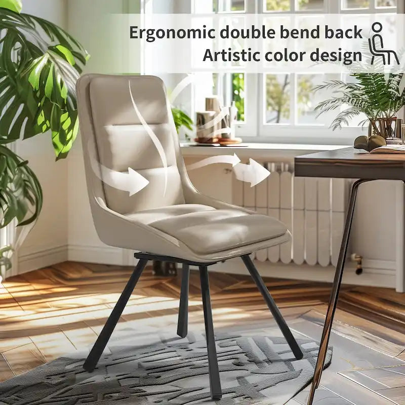 Ensemble de 2 chaises de salle à manger de style moderne du milieu du siècle, sans accoudoirs, minimalistes et pivotantes.