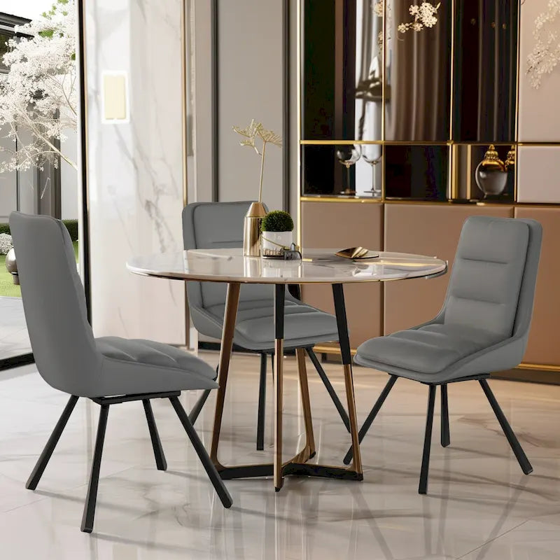 Ensemble de 2 chaises de salle à manger de style moderne du milieu du siècle, sans accoudoirs, minimalistes et pivotantes.