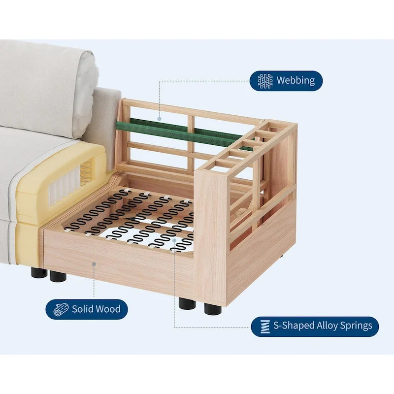 Canapé d'angle modulable en forme de U, canapé surdimensionné 9 places avec 2 poufs de rangement, 2 coussins, canapé moderne et confortable à assise profonde