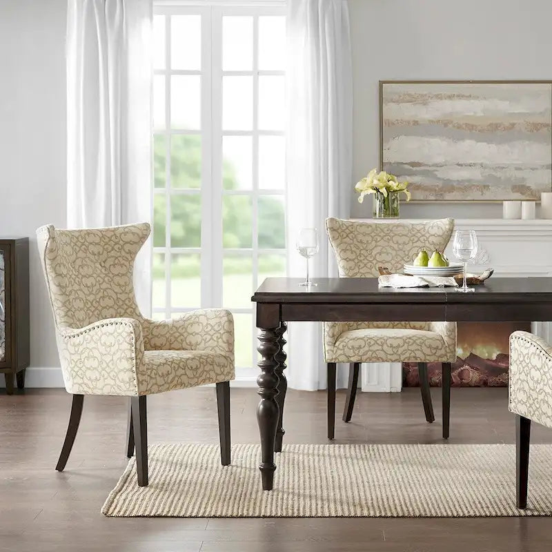 Ensemble de 2 chaises de salle à manger avec accoudoirs, chaises d'appoint ornées de clous décoratifs en bronze