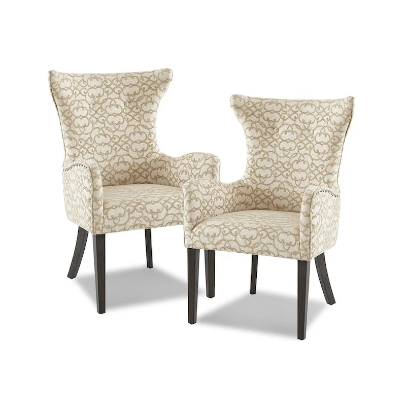 Ensemble de 2 chaises de salle à manger avec accoudoirs, chaises d'appoint ornées de clous décoratifs en bronze