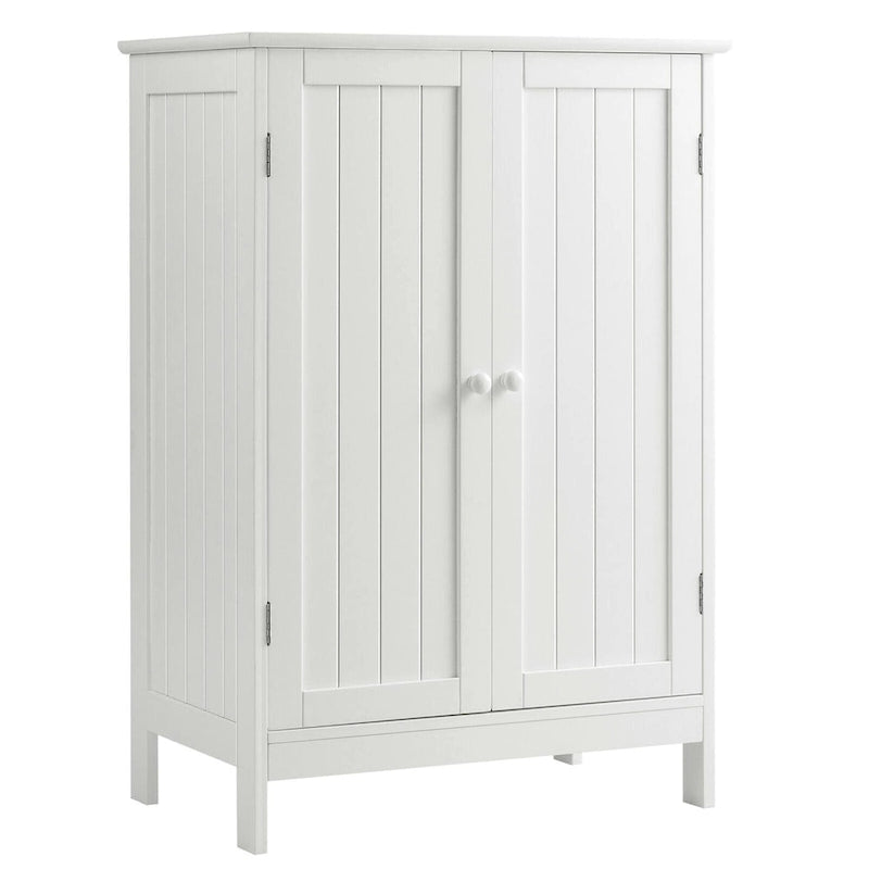 Gymax Bathroom Floor Storage Cabinet Double Door Kitchen Cupboard Shoe