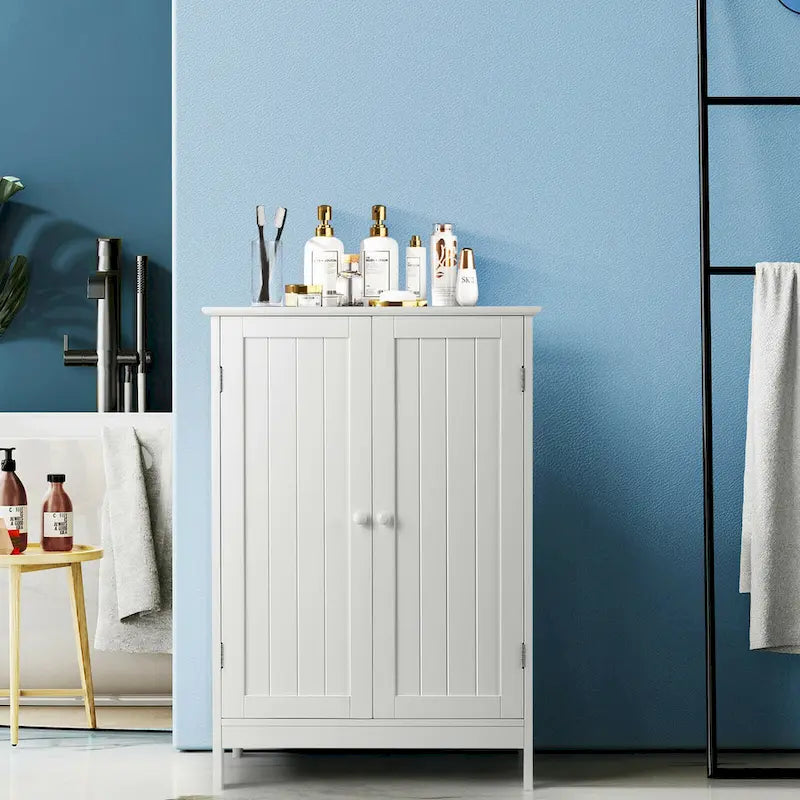Meuble de rangement au sol Gymax pour salle de bain, placard de cuisine à double porte, meuble à chaussures