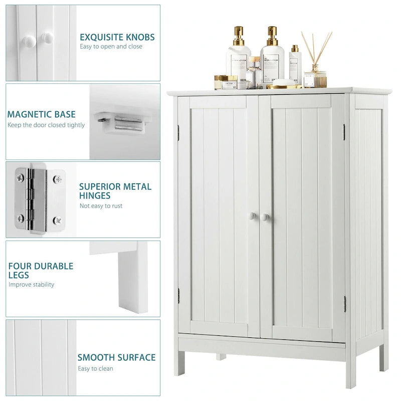 Meuble de rangement au sol Gymax pour salle de bain, placard de cuisine à double porte, meuble à chaussures