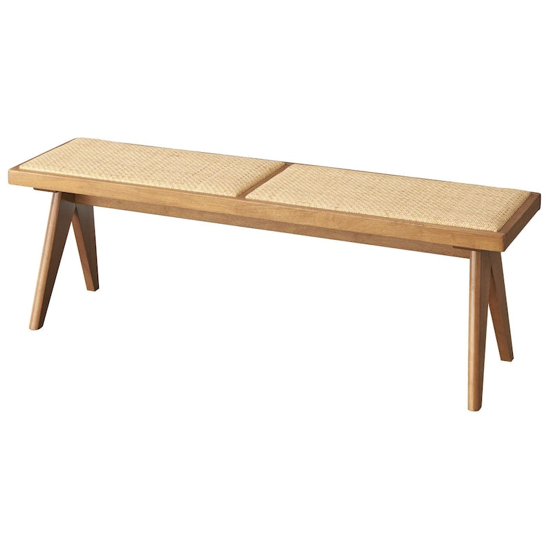 Banc de salle à manger Lifestorey Veletina en bois massif et rotin