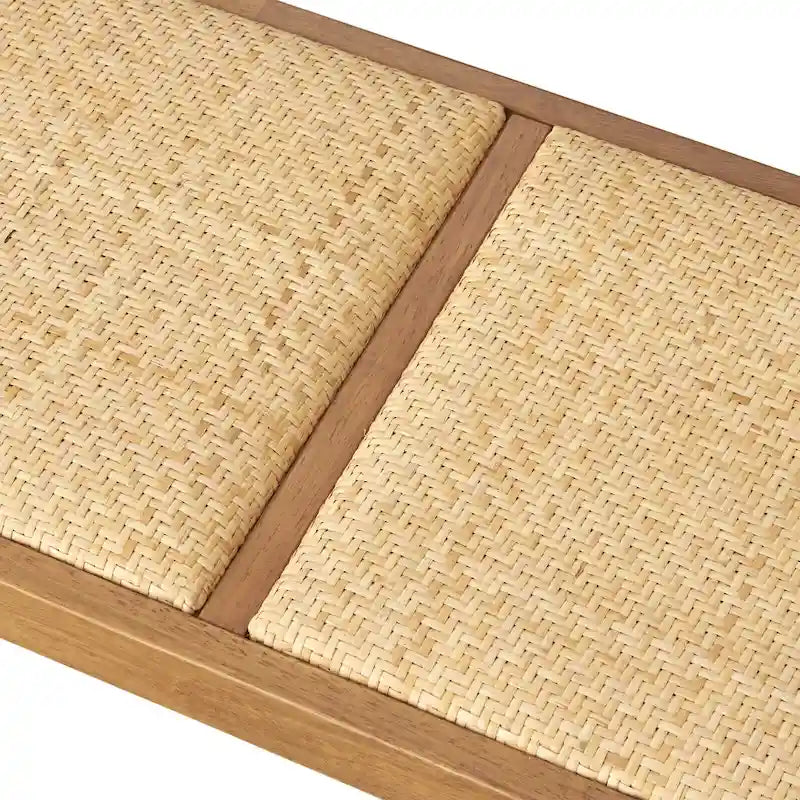 Banc de salle à manger Lifestorey Veletina en bois massif et rotin