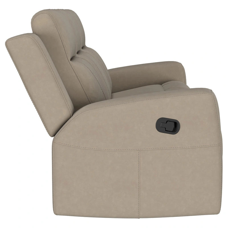 Canapé inclinable manuel Krio, 80 pouces, revêtement en similicuir taupe marron moderne