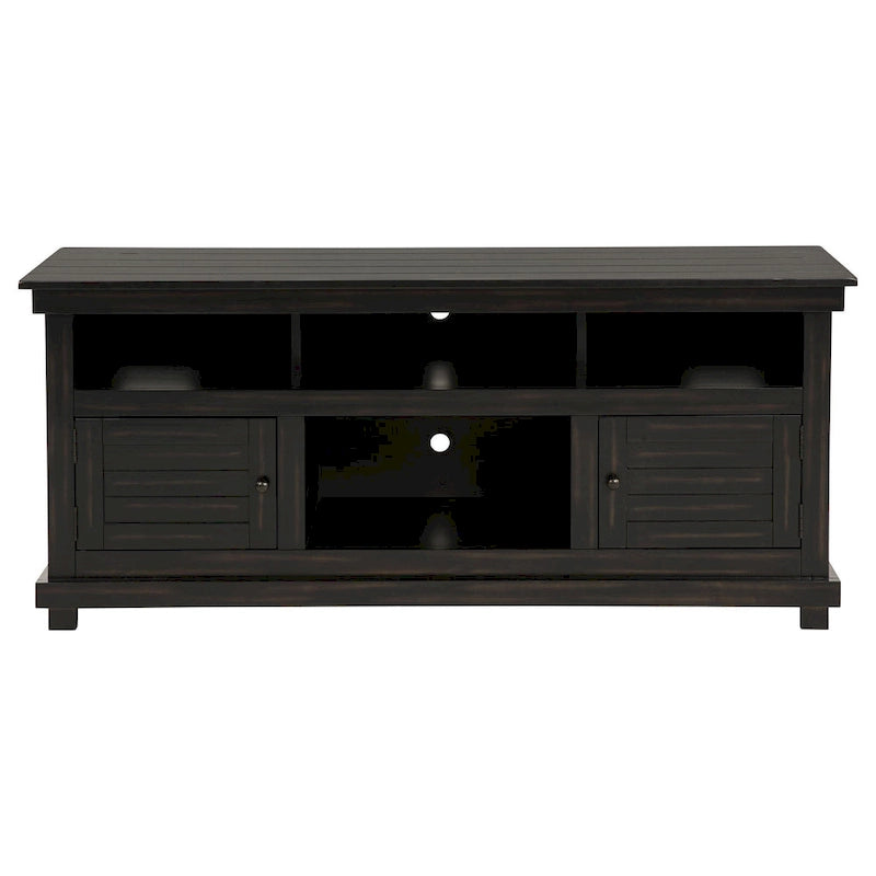 Meuble TV Ayne, 2 portes et 4 étagères, bois noir, 152 cm (60 pouces)