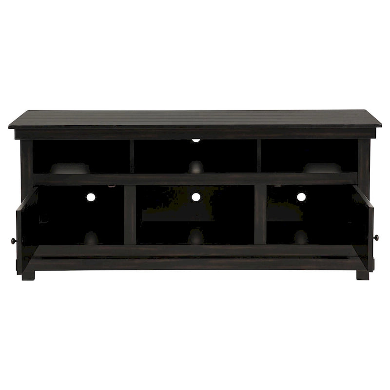 Meuble TV Ayne, 2 portes et 4 étagères, bois noir, 152 cm (60 pouces)